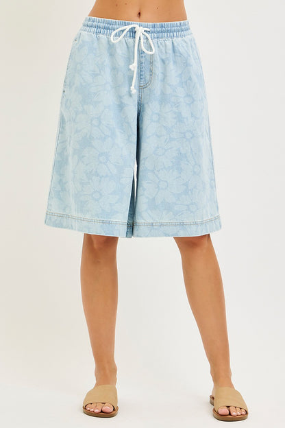 Coco Jorts in Floral Light Wash by Risen