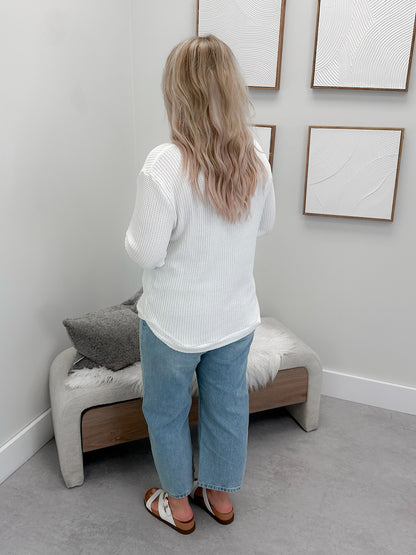 Tait Waffle Pullover in Ivory