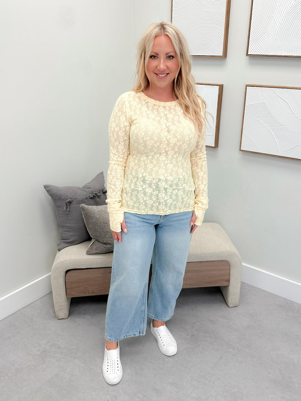 Hattie Lace Long Sleeve in Daffodil by Ampersand Avenue
