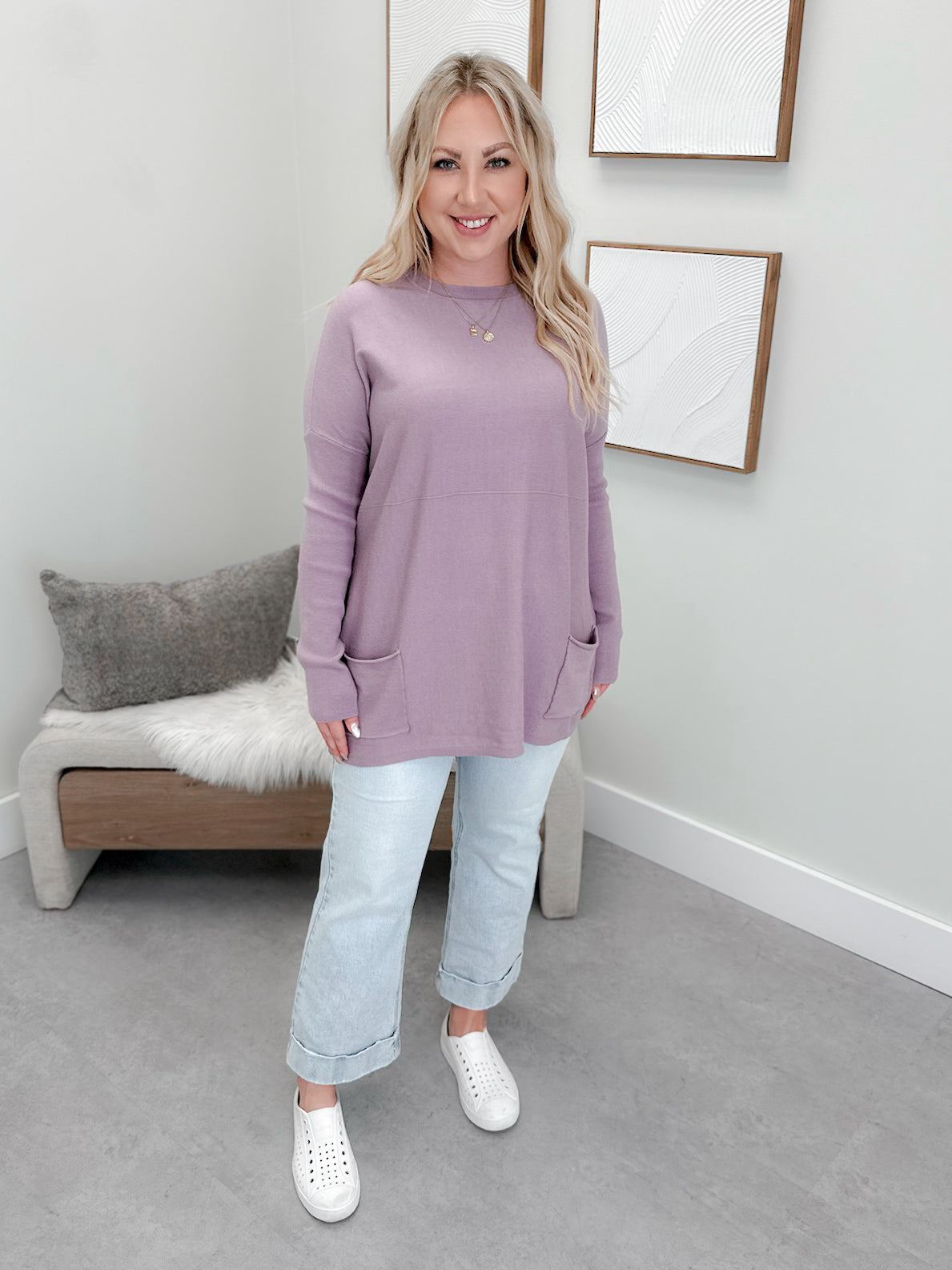 229 Pocket Sweater in Lilac by Twenty Nine The Label