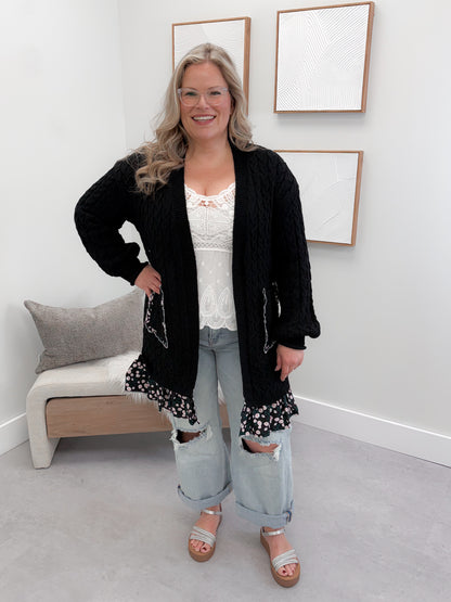 Raelynn Rose Cardigan in Black by Pol
