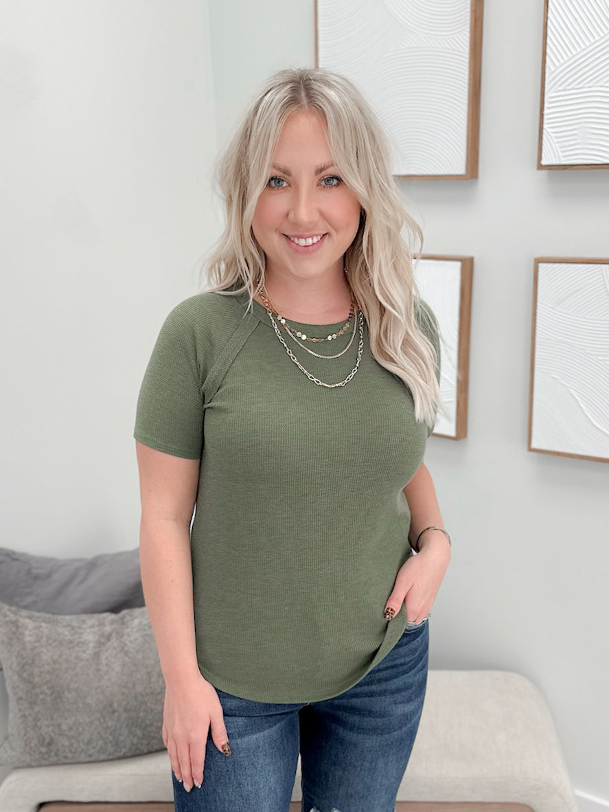 Baby Waffle Tee in Olive