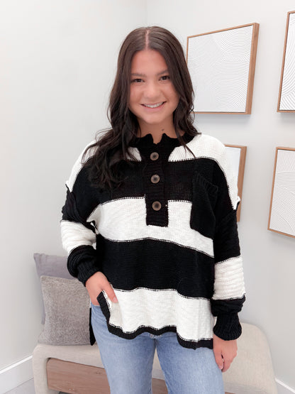 Colby Sweater in Black Stripe