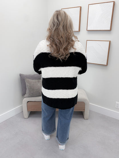 Colby Sweater in Black Stripe