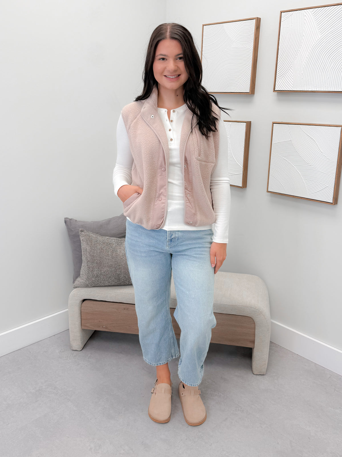 Blairmore Fleece Vest in Blush