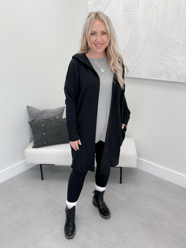 Hopeful Hooded Cardigan in Black