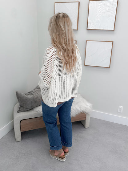 Misty Crochet Sweater in Cream