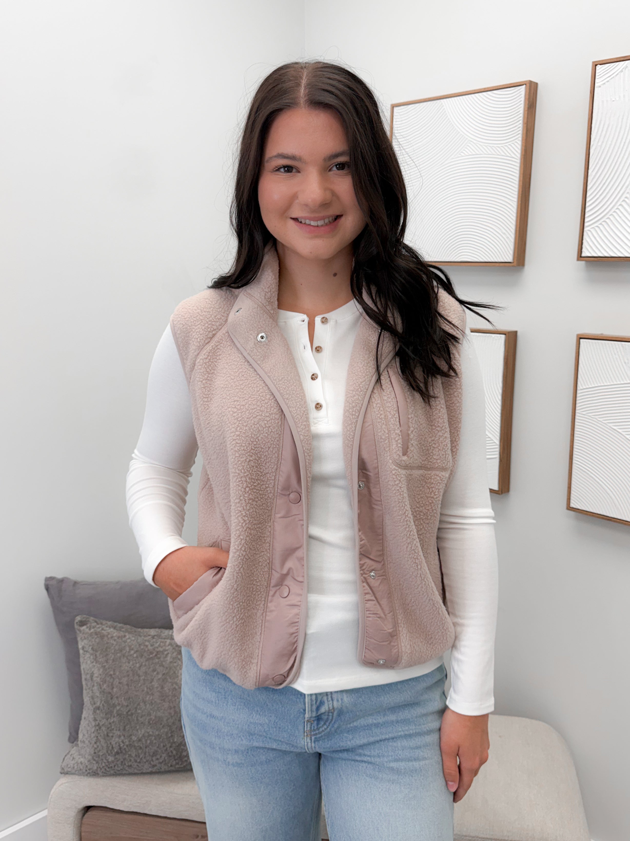 Blairmore Fleece Vest in Blush
