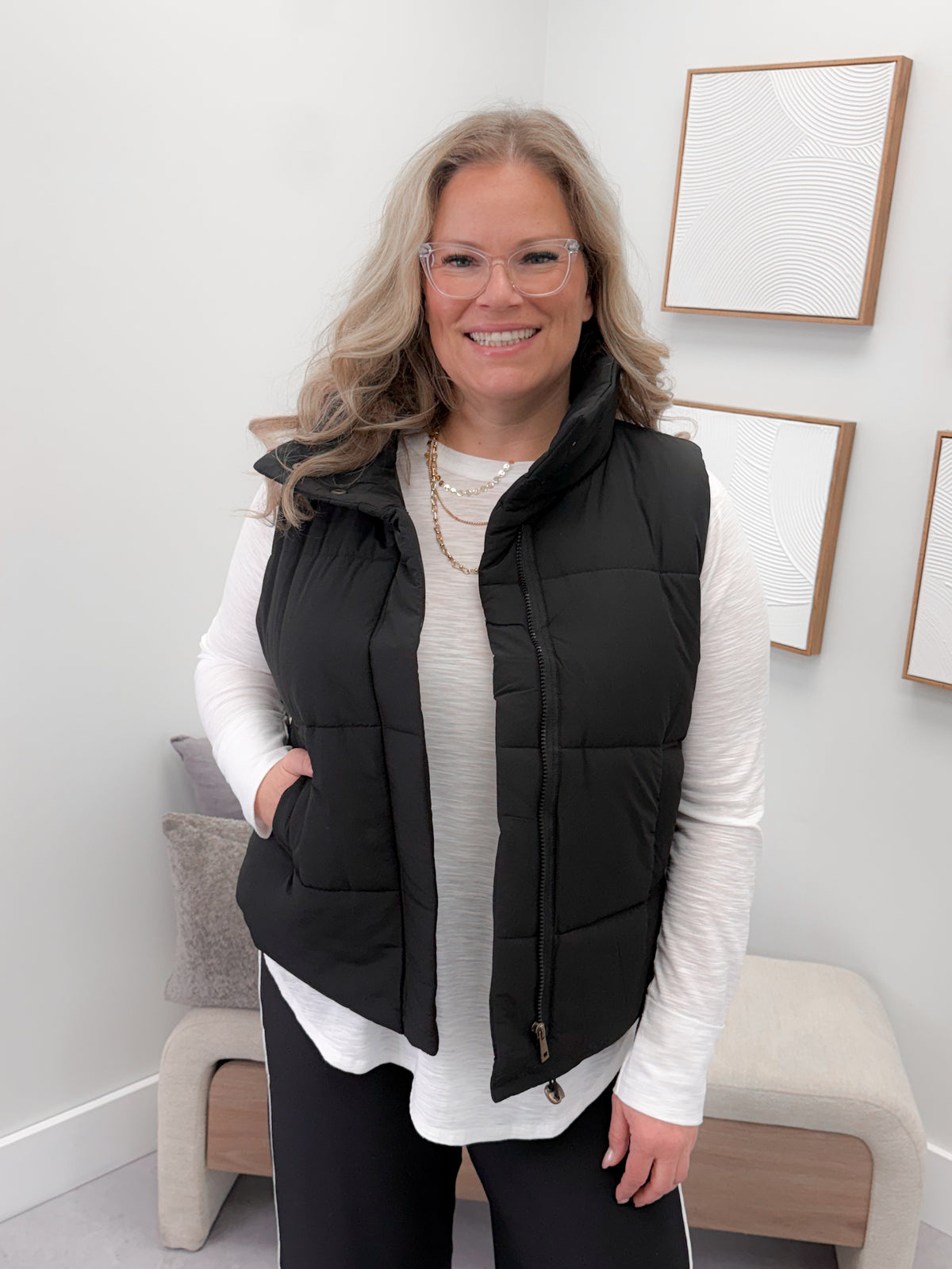 Cool Day Puffer Vest in Black