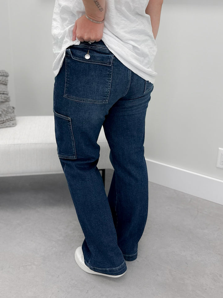 Noor Wide Leg Cargo Jeans by Judy Blue