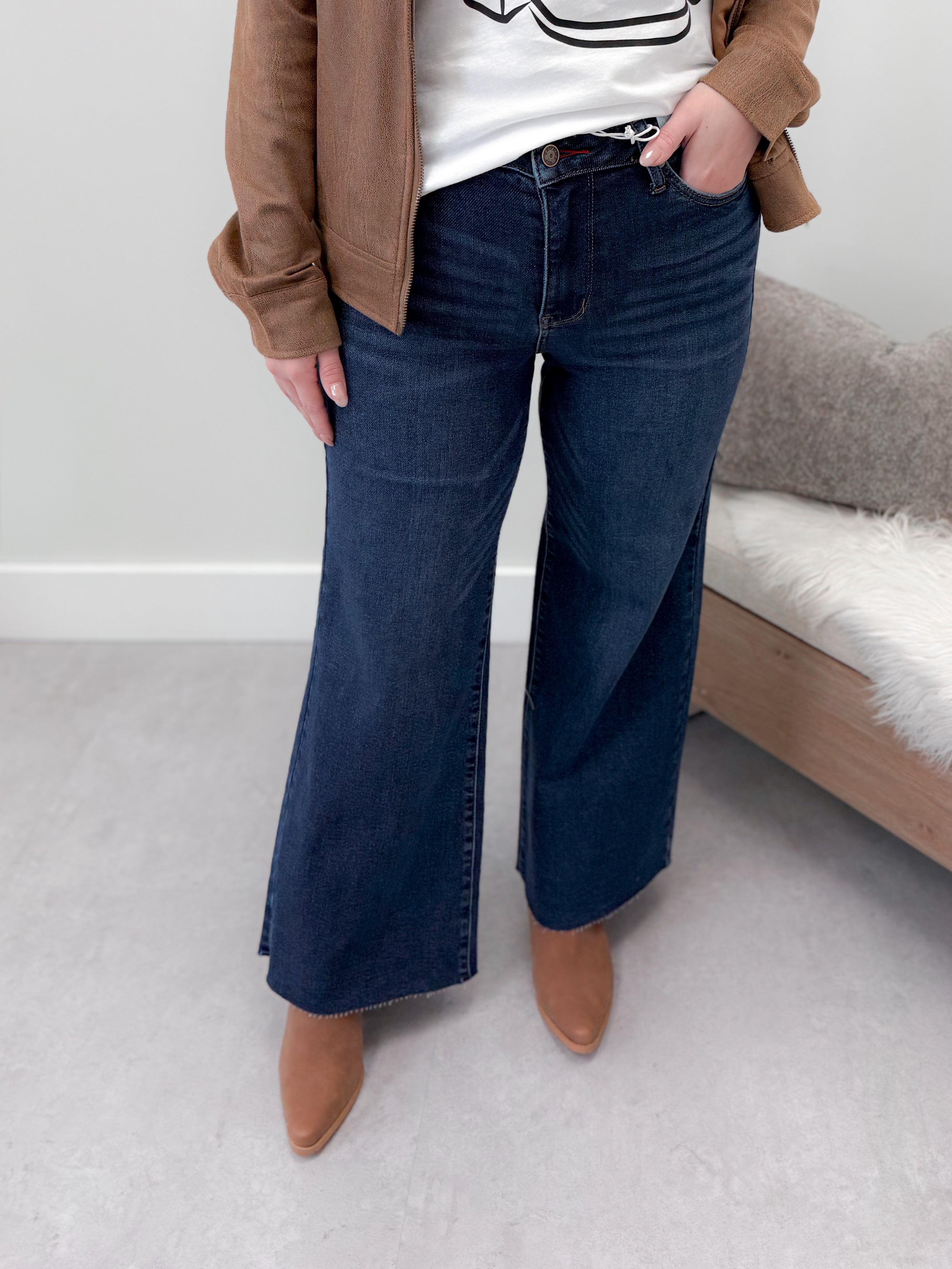 Lake Retro Wide Leg Jeans in Dark Wash by Judy Blue ( two inseam )