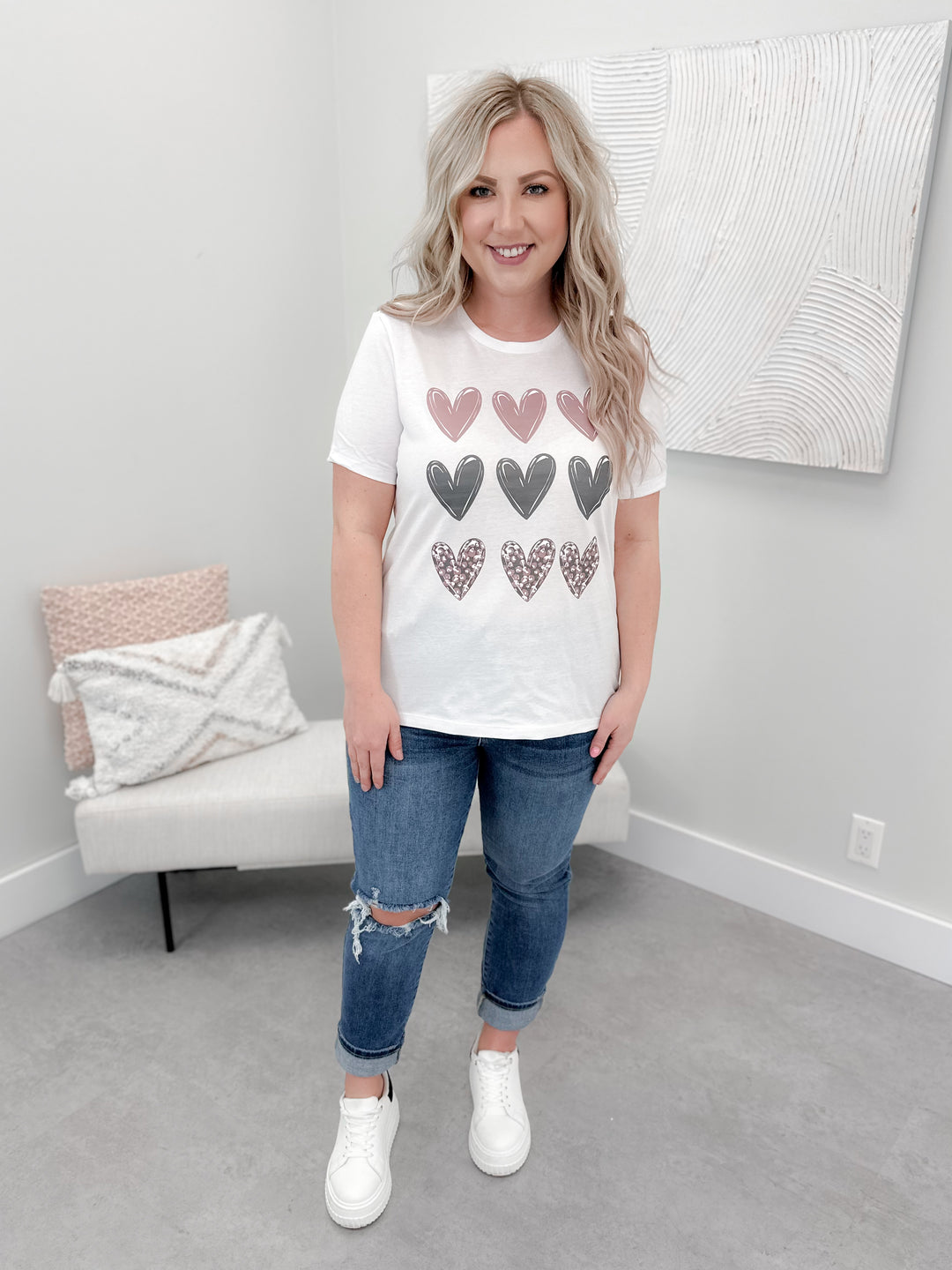 Heart Stamp Tee in Mauve Mix by Ash + Antler