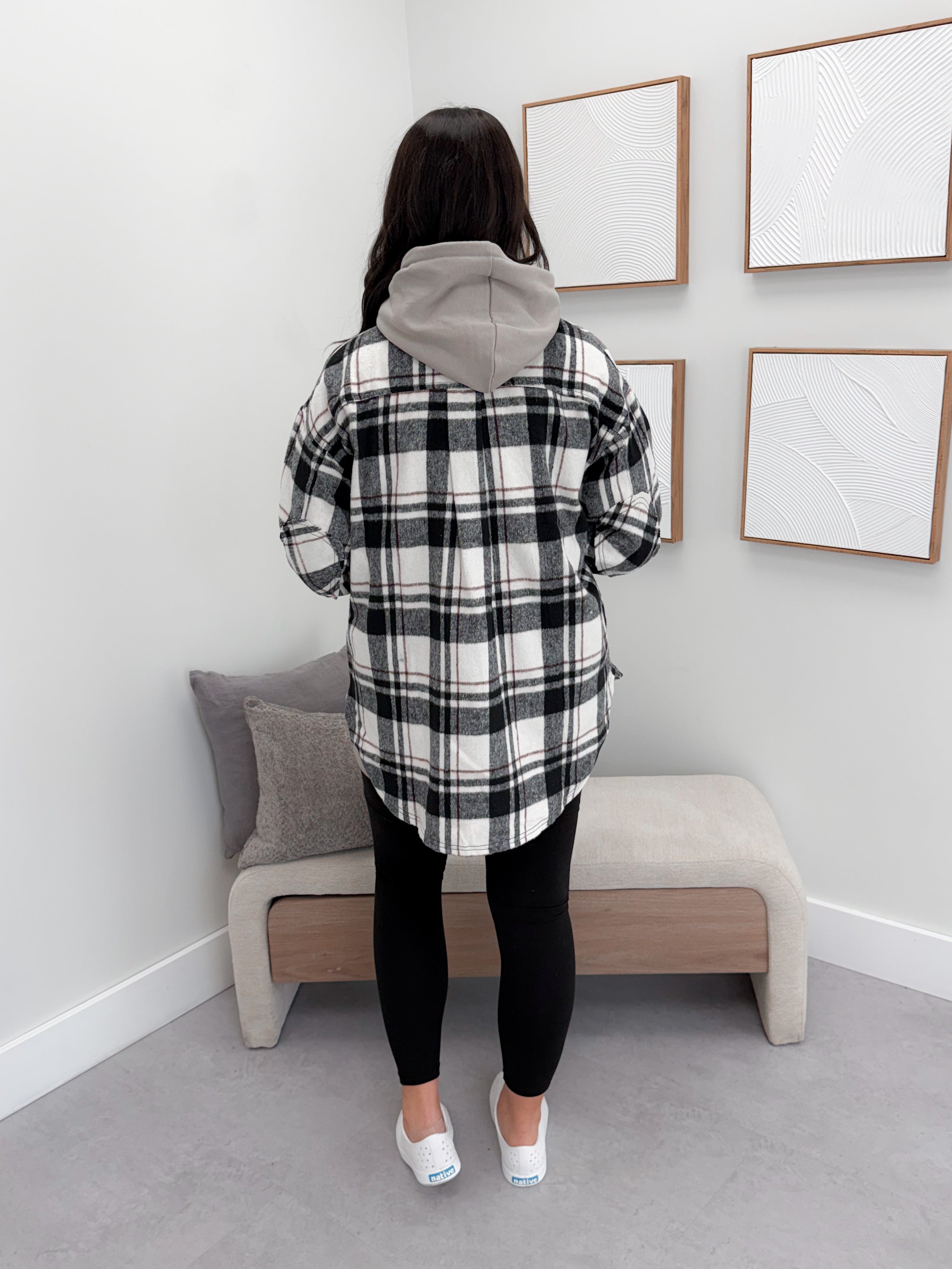 Dayton Shacket in Black Plaid