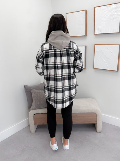 Dayton Shacket in Black Plaid