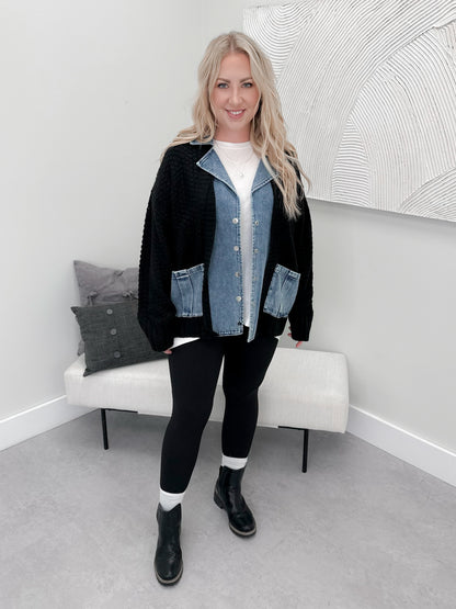 Sky Coatigan in Black and Denim - Small