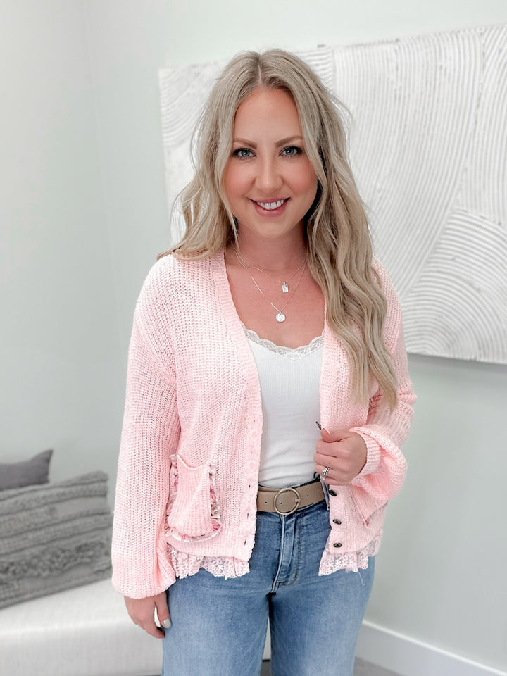 Aniston Cardi in Pink by Pol