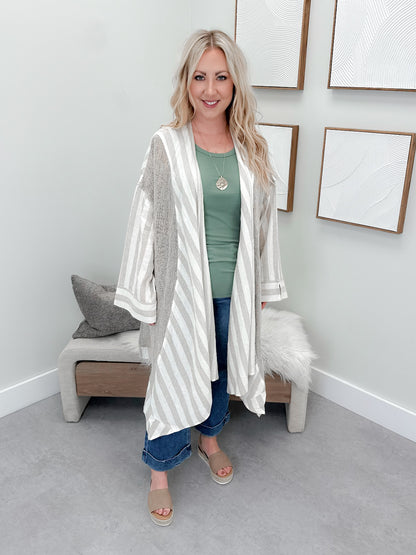 Joyce Linen Long Cardigan in Natural