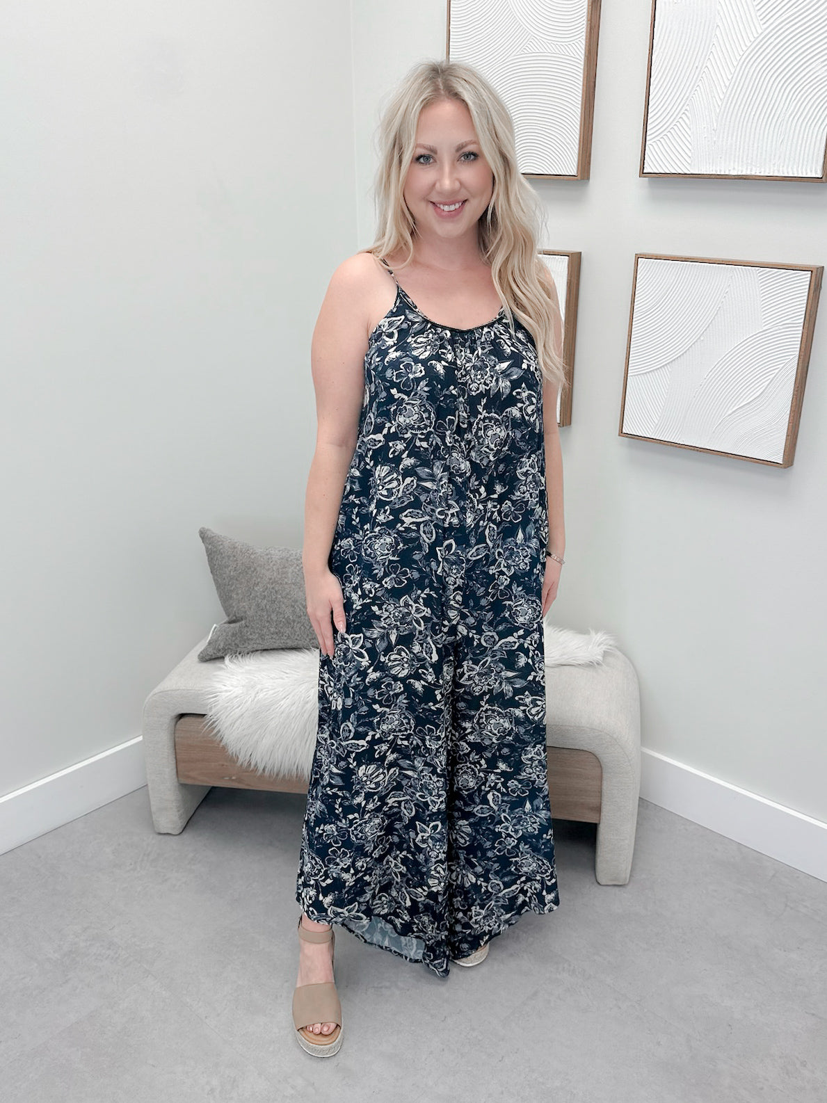 Cabana Romper in Navy