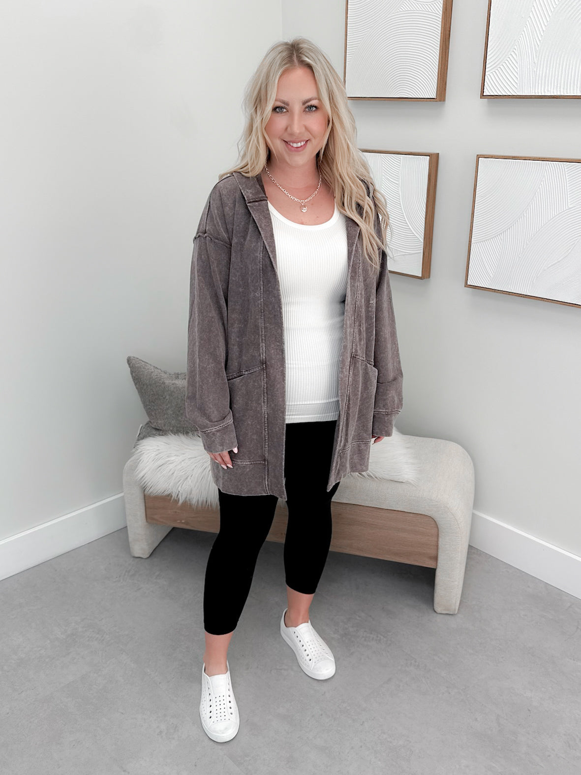 Macie Hooded Cardigan in Cappuccino