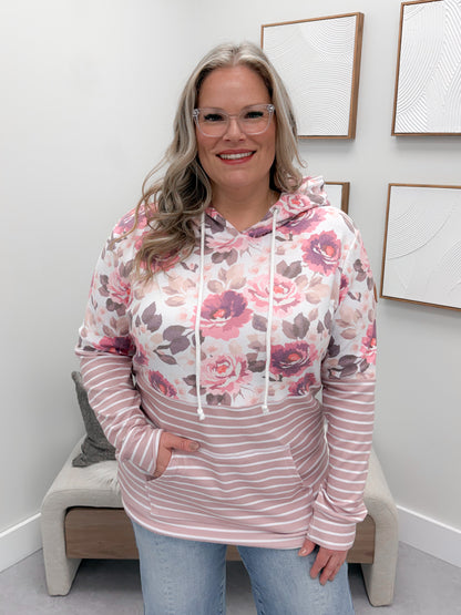 Bea Hoodie in Autumn Blossom Stripe