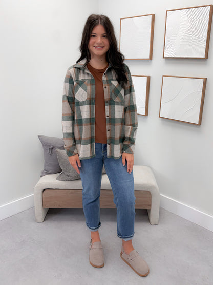 Briar Shacket in Emerald Plaid