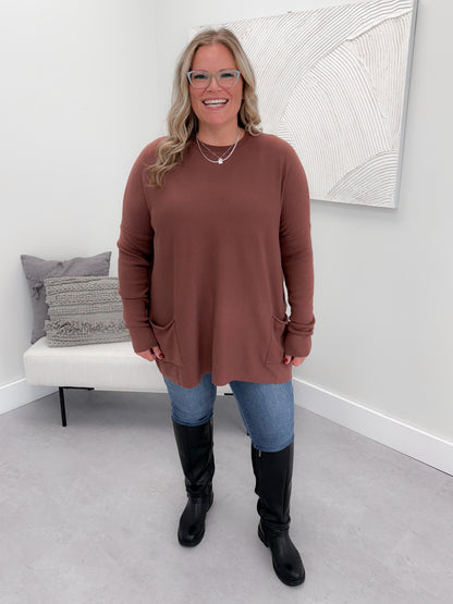 229 Pocket Sweater in Cerise by Twenty Nine The Label