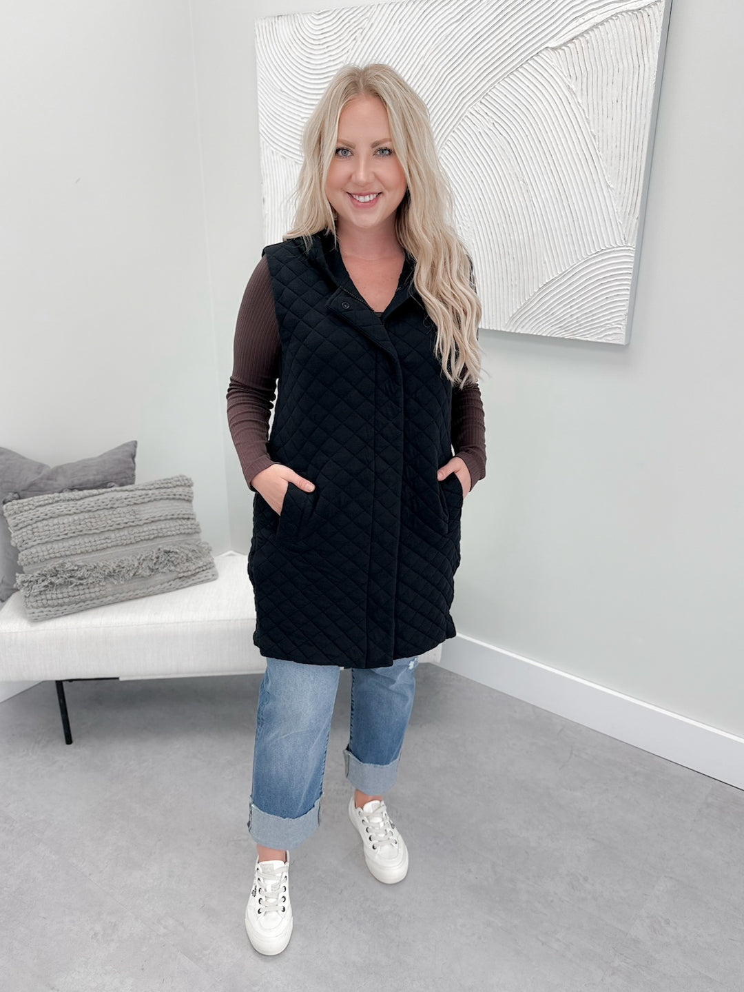 Jonnie Quilted Vest in Black
