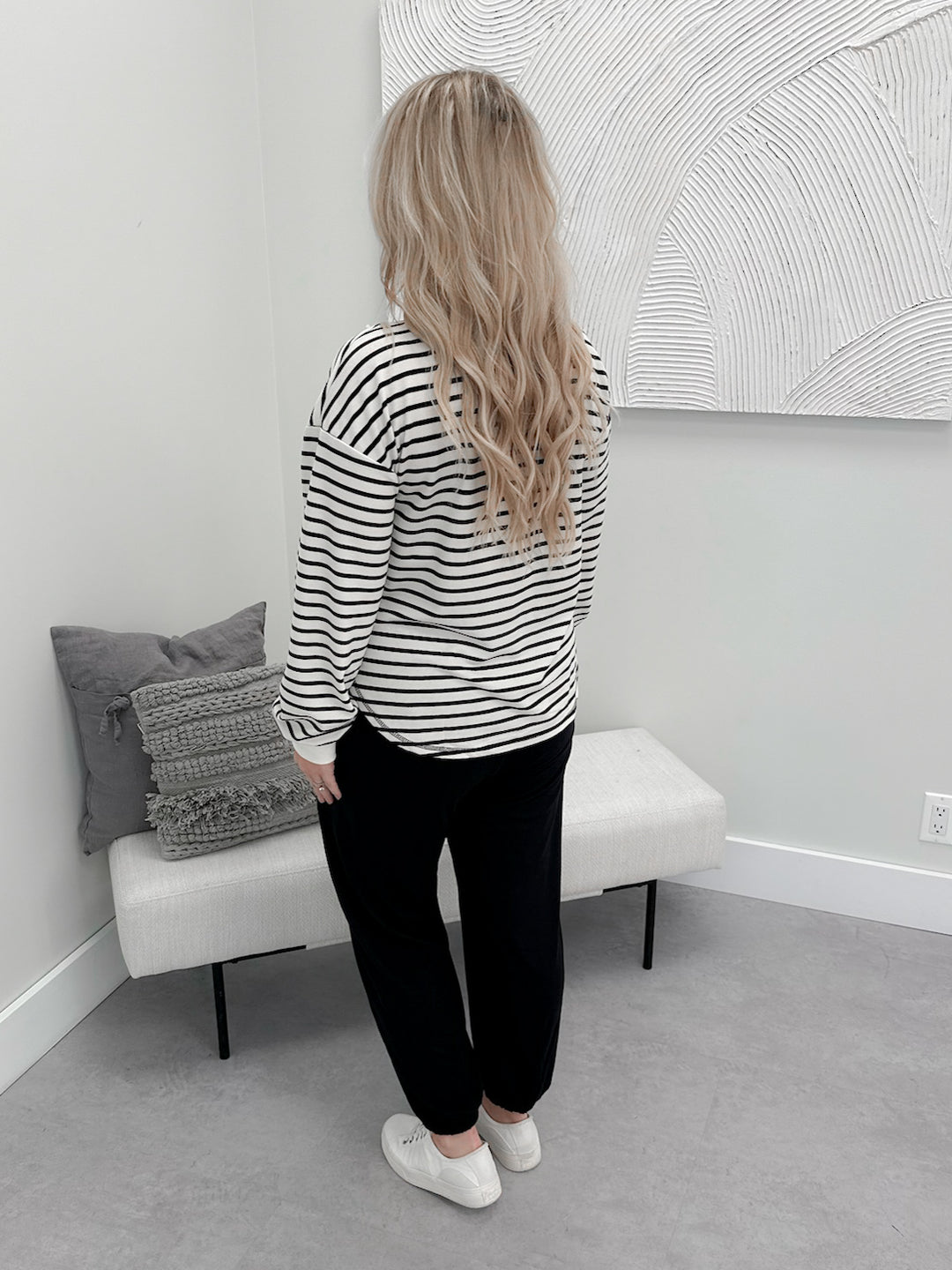 Nadine Striped Long Sleeve in Black