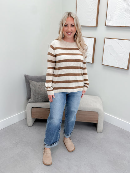 Jasper Sweater in Striped Mocha