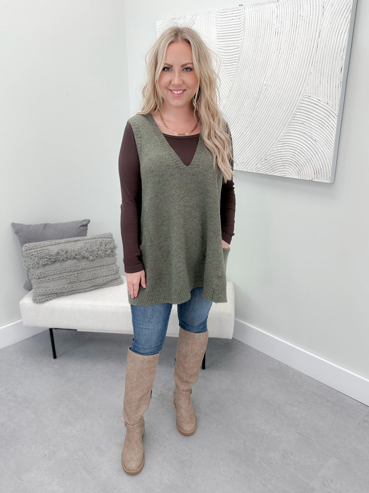 Cozy Tunic Vest in Sage