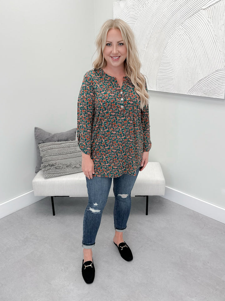 Dahlia Floral Top in Everglade