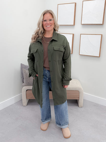 501 Shacket in Olive by Twenty Nine the Label