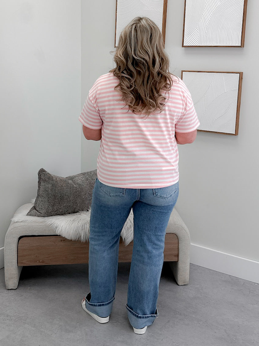 Trust Tee in Pink Stripe