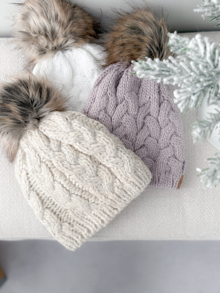 Cable Knit Pom Pom Toque