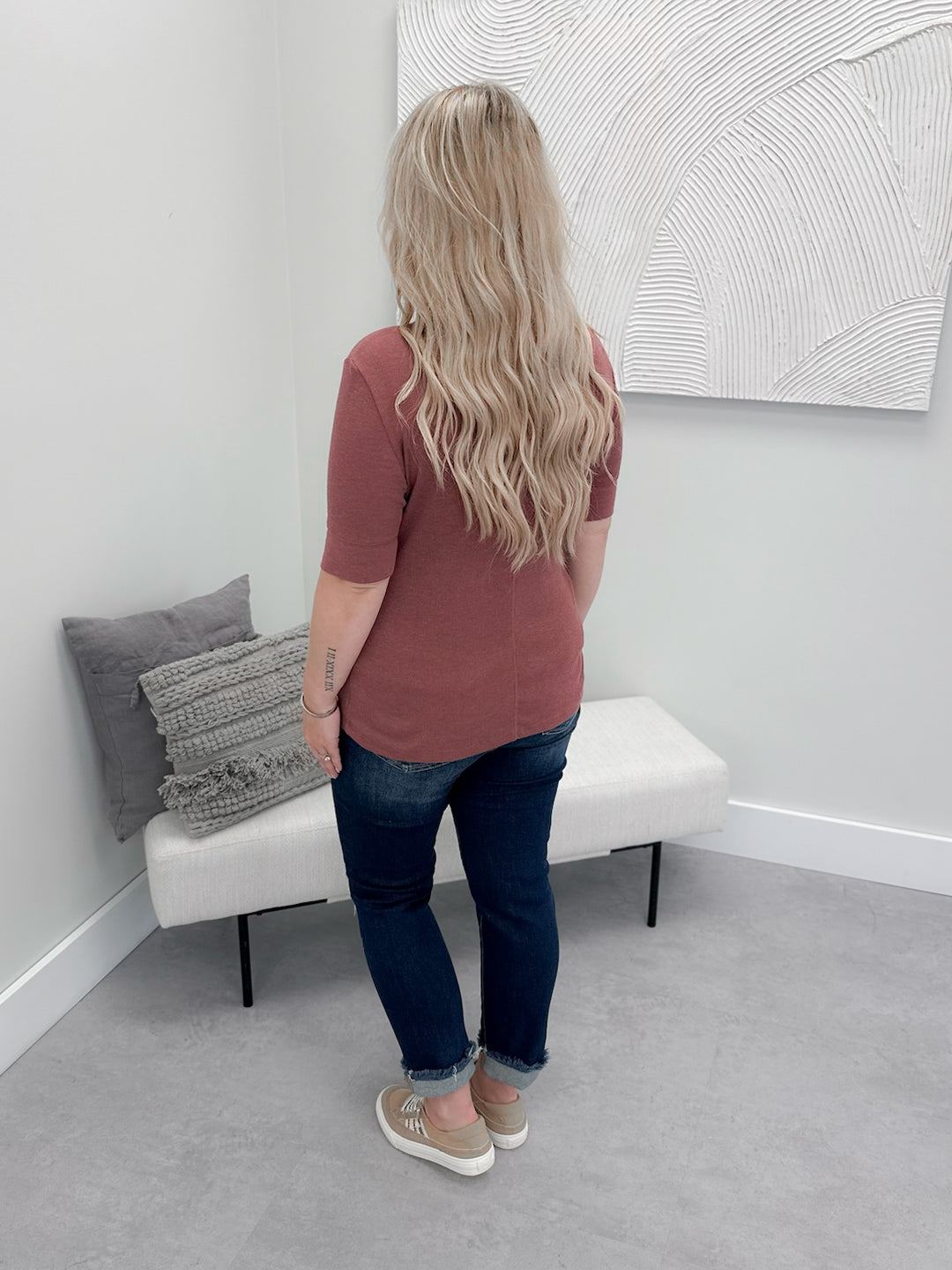 Kennedy Ribbed Top in Dusty Burgundy