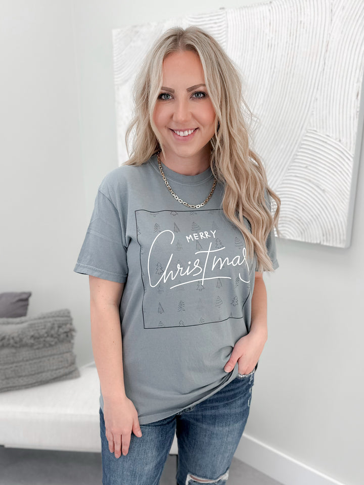 Merry Christmas Tee in Grey by Ash + Antler