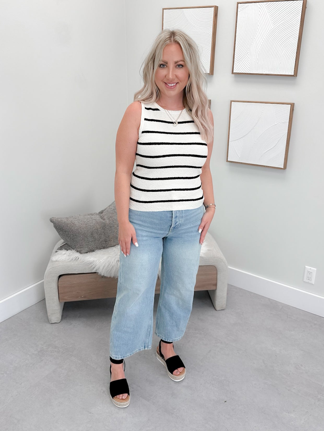 Nikova Tank in Black Stripe