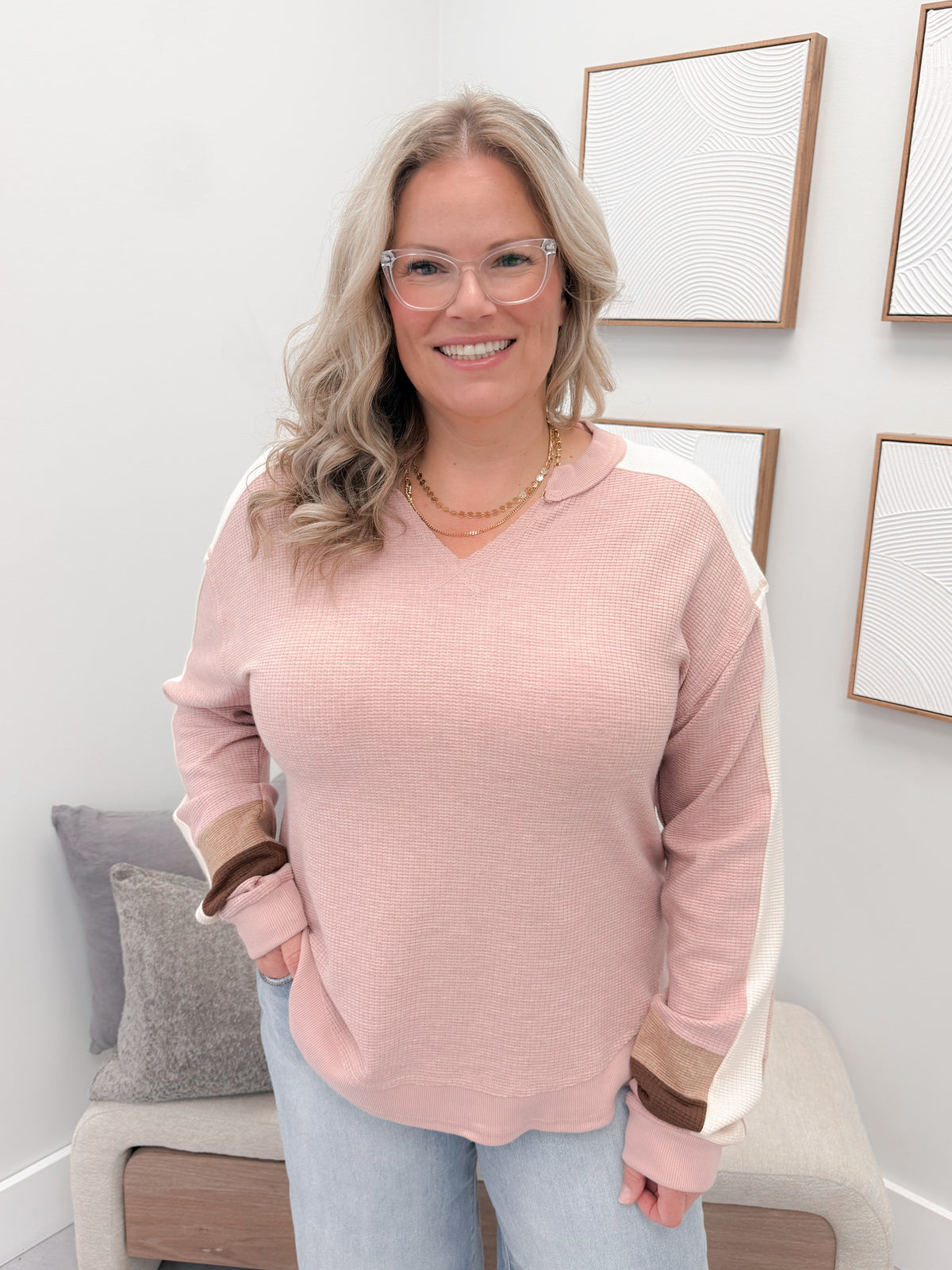 Escape Waffle Knit in Blush