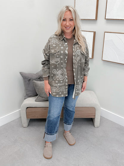 Paisley Shacket in Army