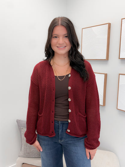 Liza Cardigan in Wine