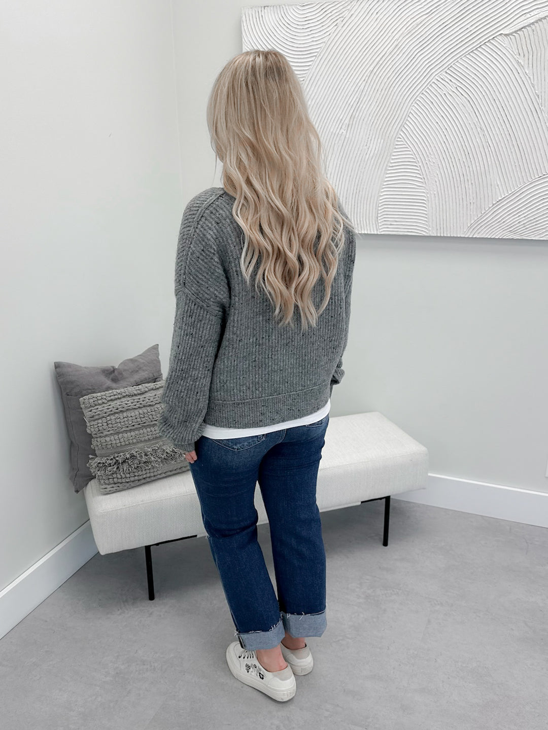 Maxine Cropped Cardigan in Grey