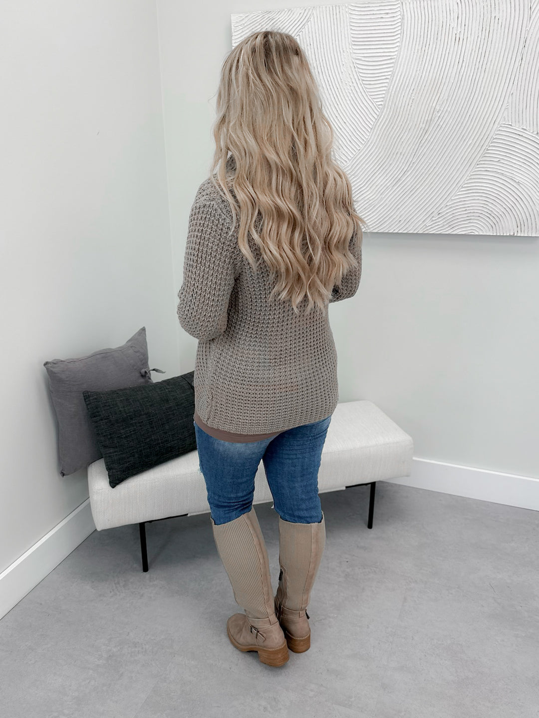 Bree Button Sweater in Mocha