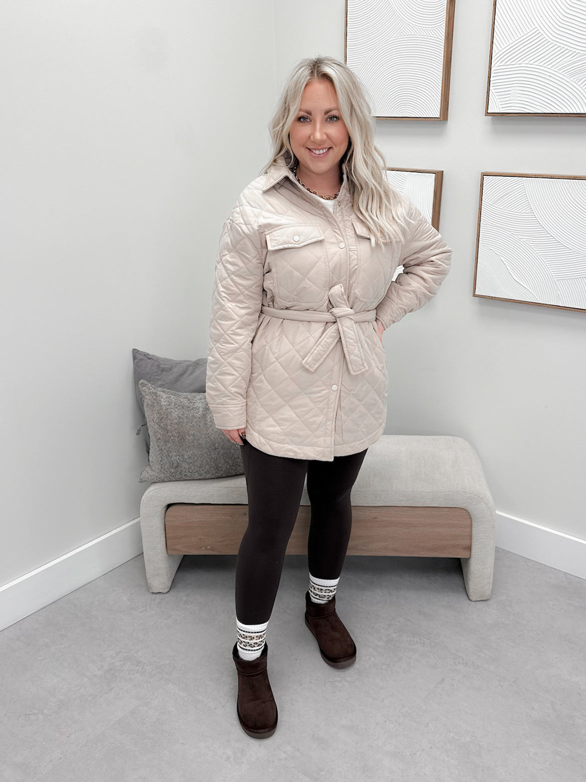 Addie Quilted Jacket in Khaki