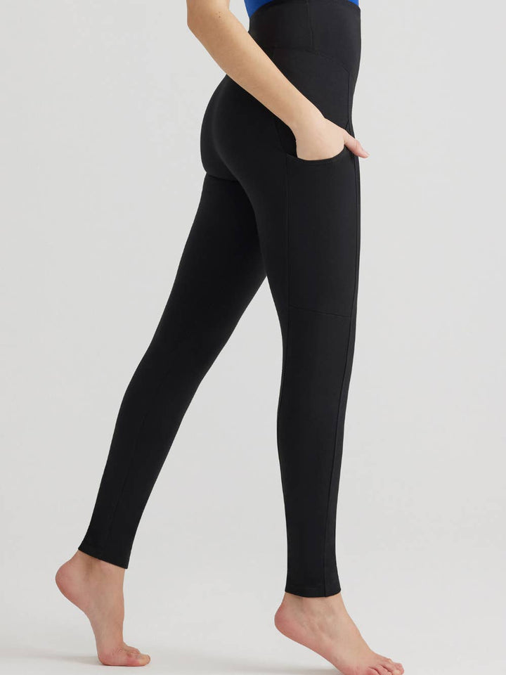 Pocket Full Length Tummy Control Legging in Black