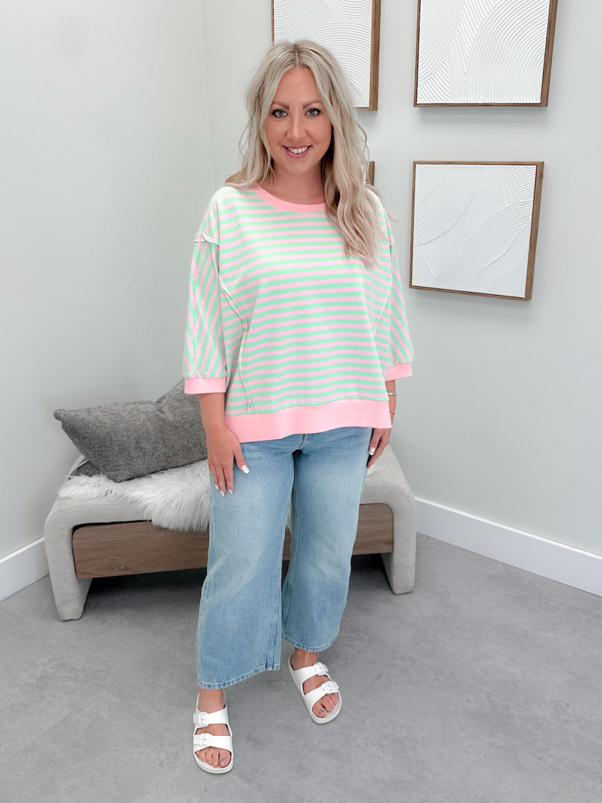 Hartley Pullover in Pink Stripe