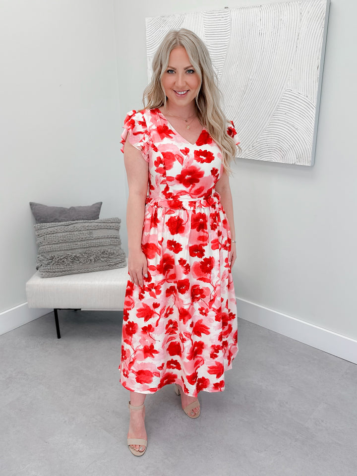 Ember Dress in Red Watercolor