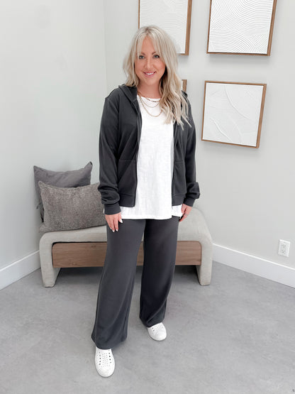 Jaynie Zip Hoodie in Coal