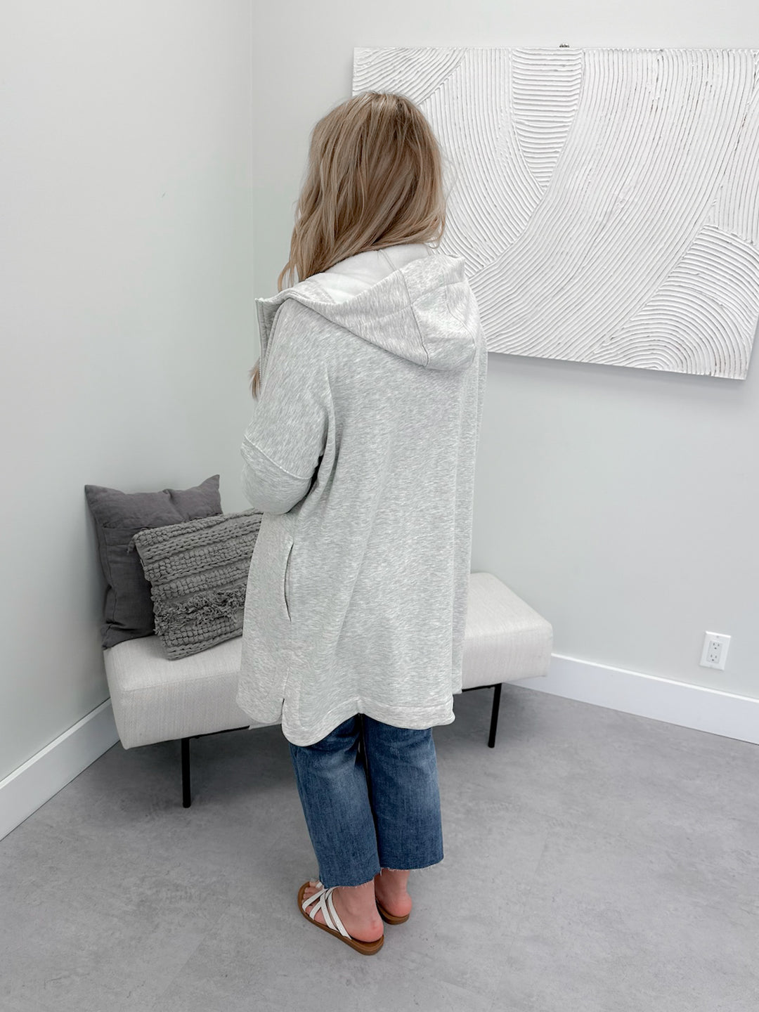 Peyton Full Zip Hoodie in Heather Grey
