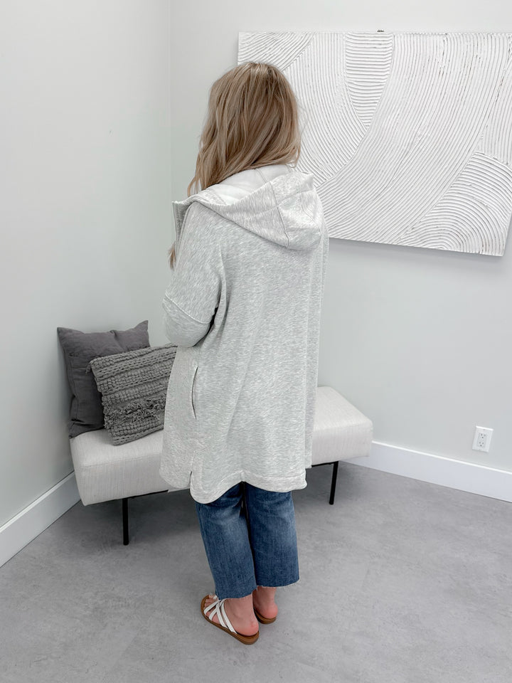Peyton Full Zip Hoodie in Heather Grey