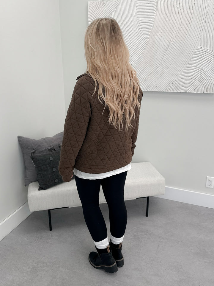 Hollis Quilted Pullover in Brown